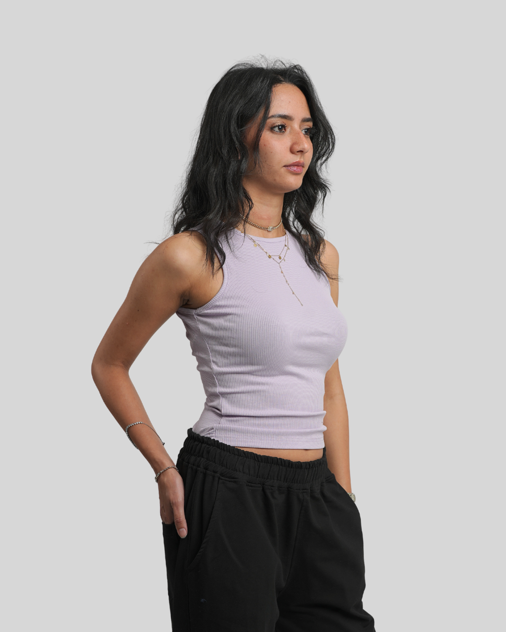 Lilac Ribbed Tank Top