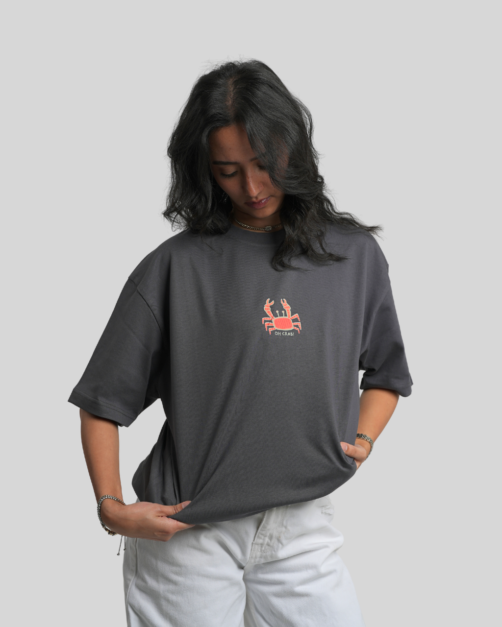 Oh Crab! Charcoal Oversized T-shirt