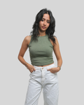 Olive Green Ribbed Tank Top