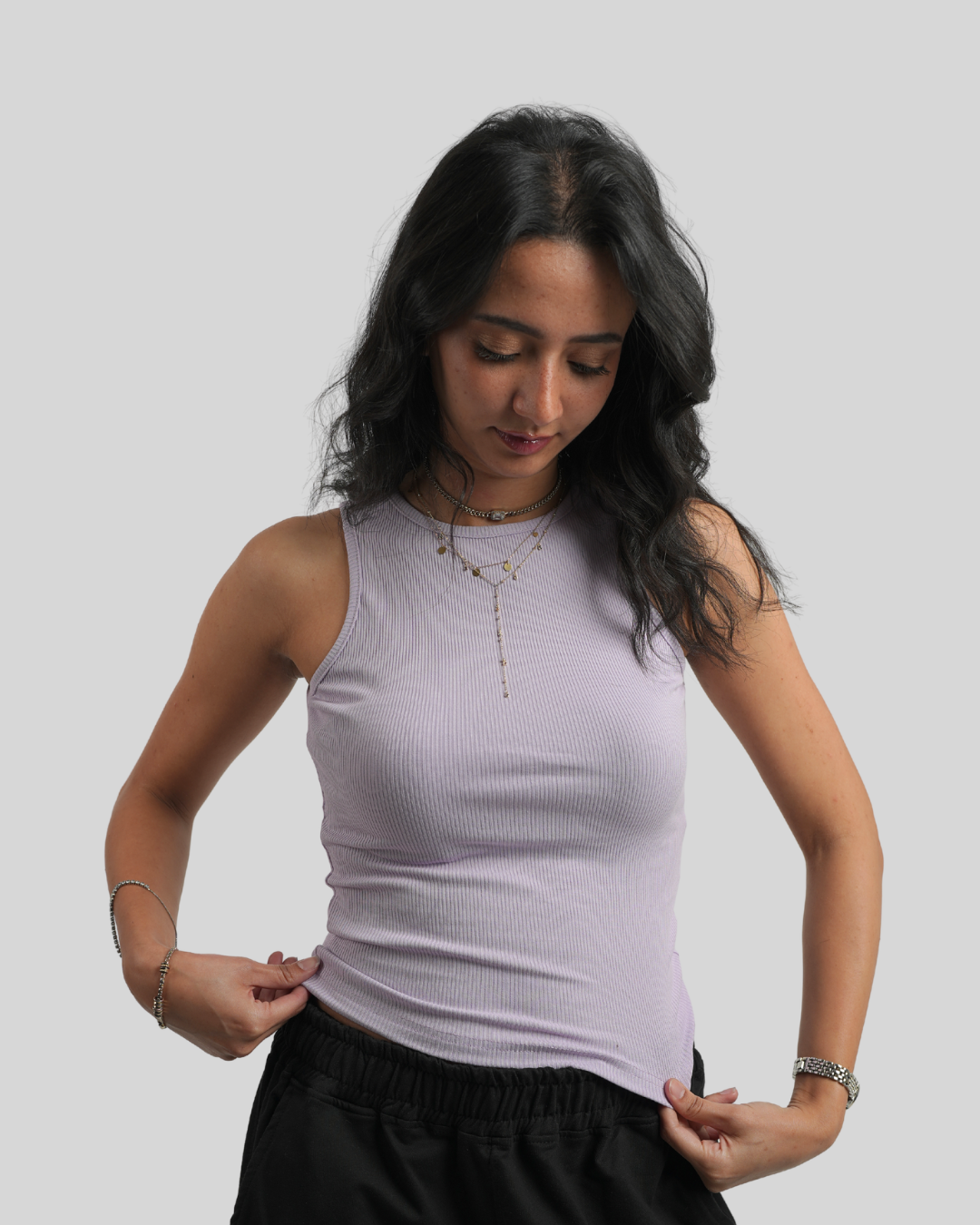 Lilac Ribbed Tank Top