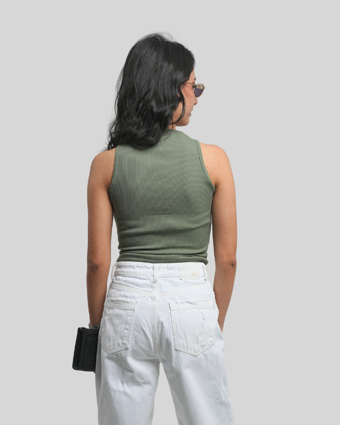 Olive Green Ribbed Tank Top