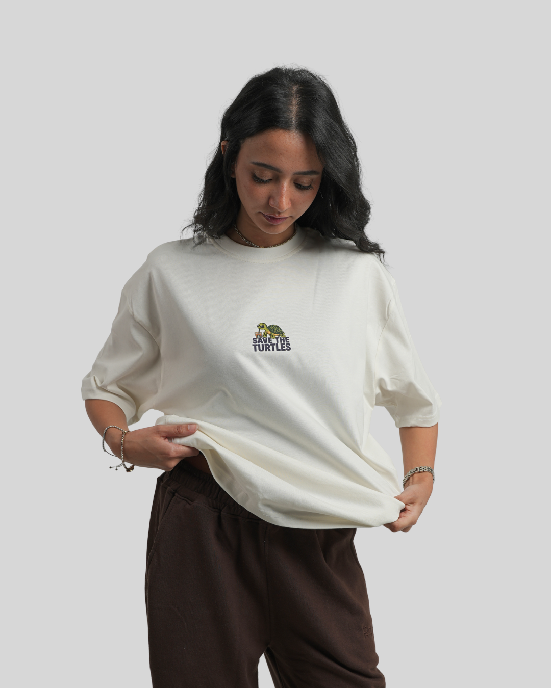 Save The Turtles Off-white Oversized T-shirt