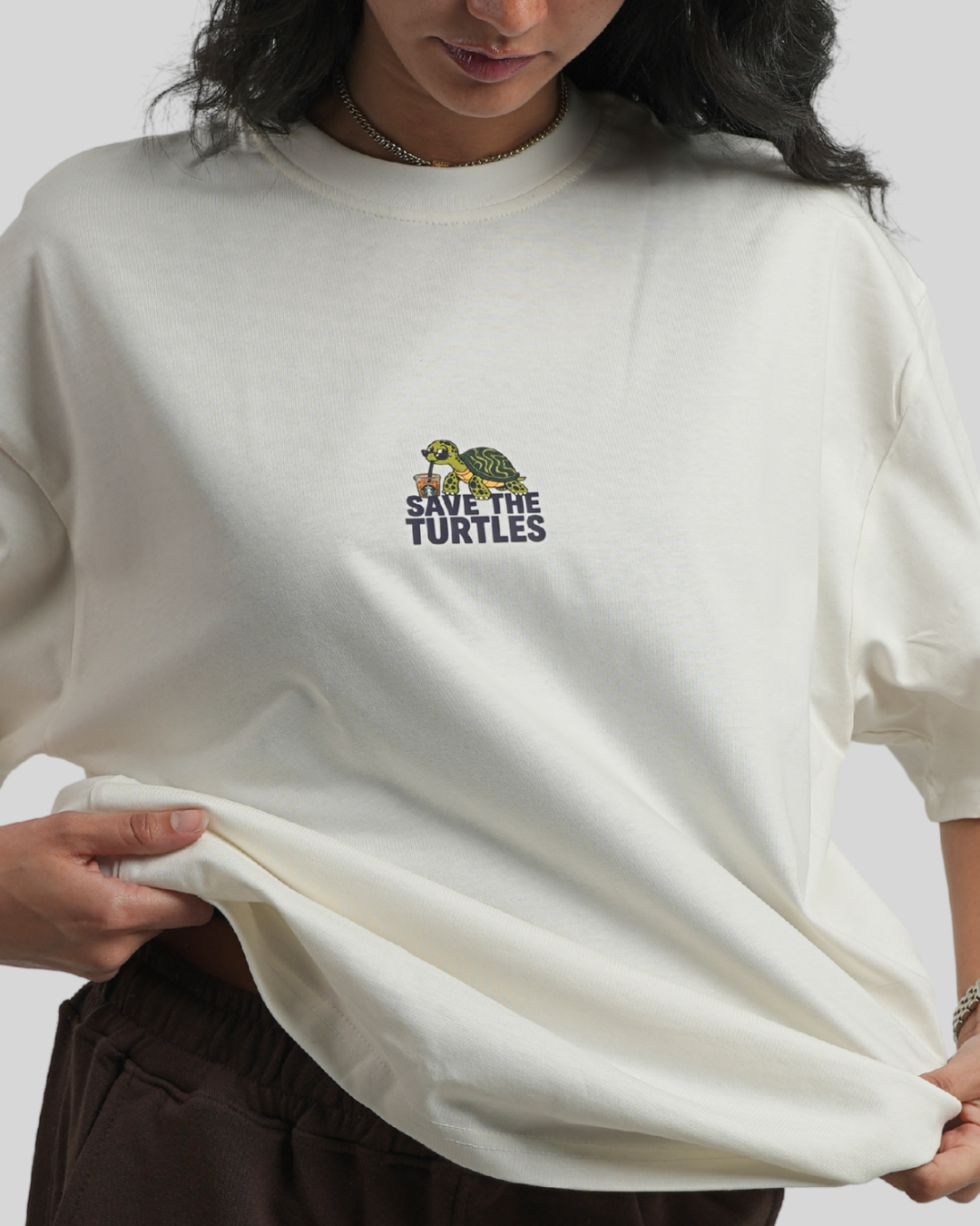 Save The Turtles Off-white Oversized T-shirt