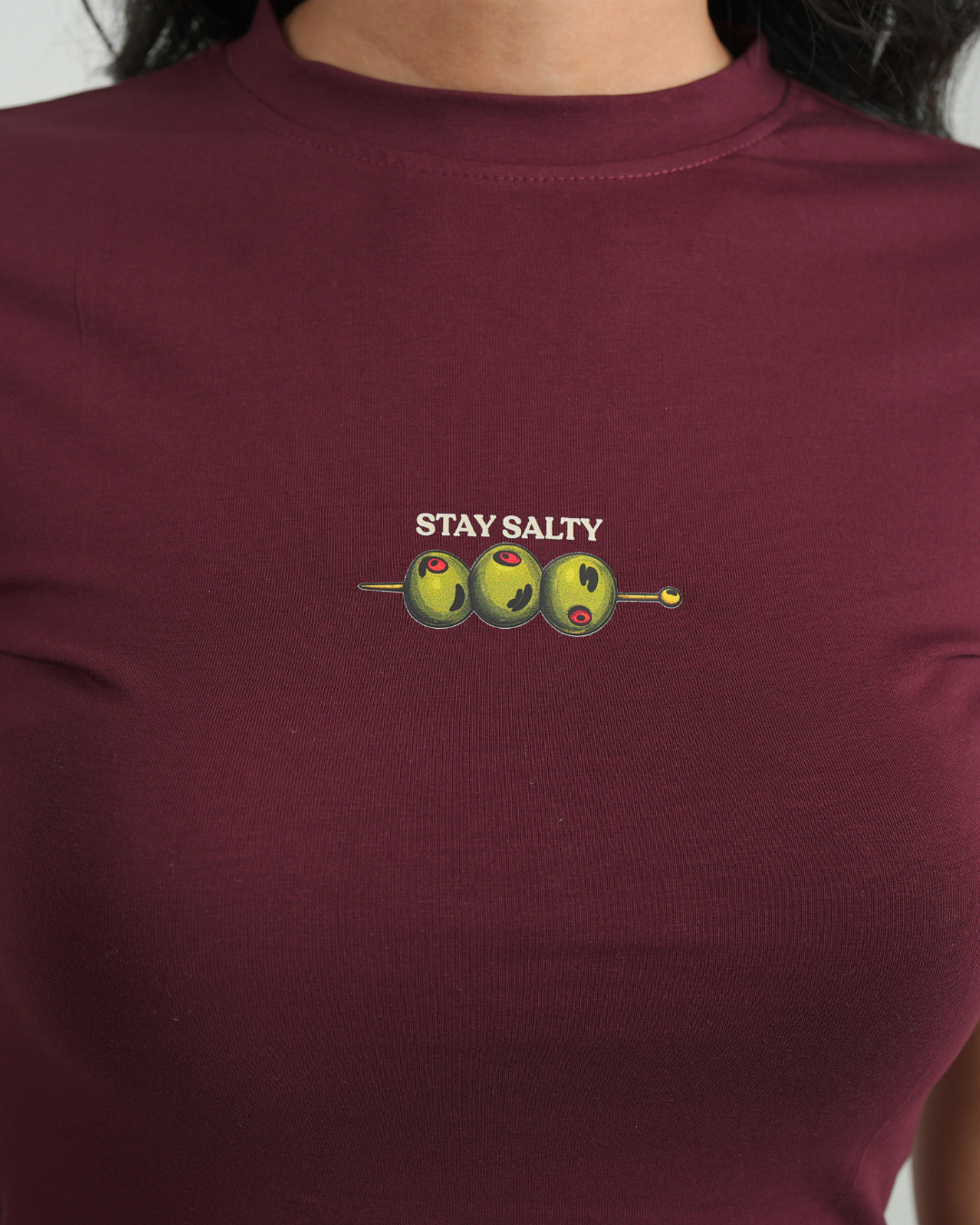 Stay Salty Burgundy Baby Tee