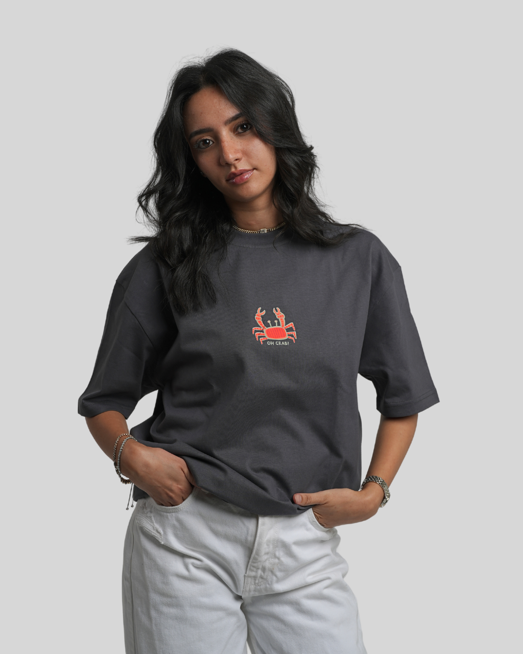 Oh Crab! Charcoal Oversized T-shirt