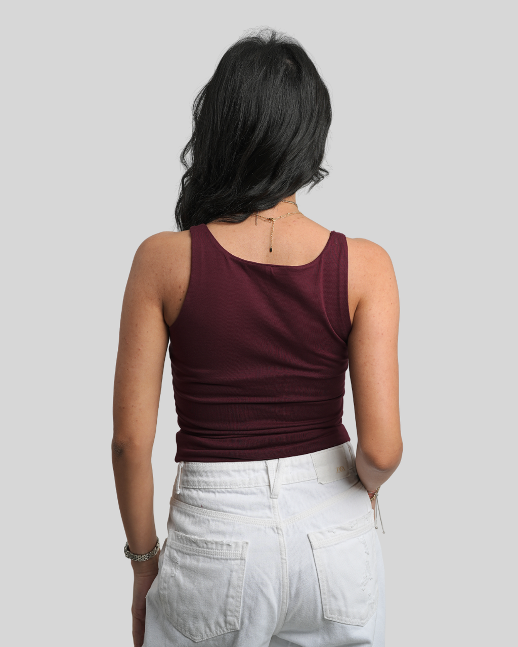 Burgundy Wide Neck Cut Double Layered Top
